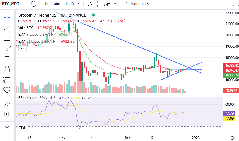 Daily chart for BTC/USDT